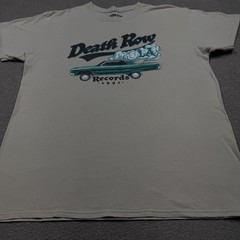 Death Row Records Men’s Shirt Size L Beige Short Sleeve Crew Neck Casual Rap Tee