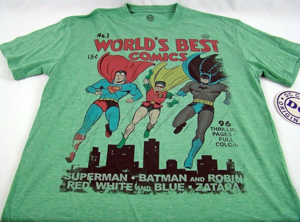 Mens DC Comics Originals Super Hero Batman Superman Robin T Shirt Size XS