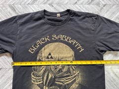 Black Sabbath T-Shirt Mens Medium Black Faded Y2K Henry Pilot Triforce Rock Logo