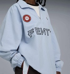 PUMA Fenty X Nylon Drill Top Pullover Mens Blue Casual Tops 63573448