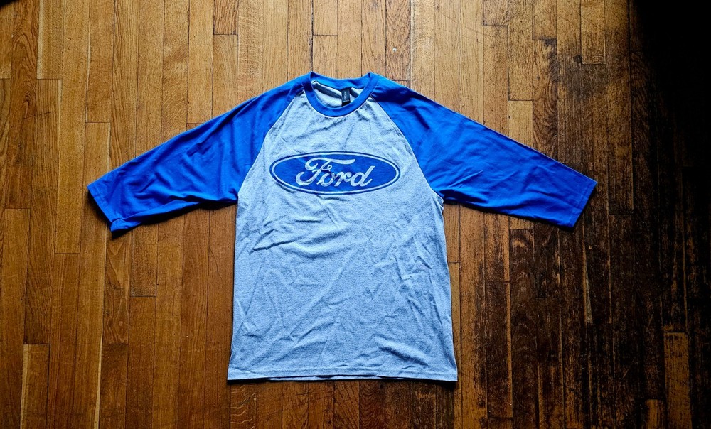 Ford Motors Raglan Baseball T Shirt Mustang Car Made in USA Brand New V8 Power