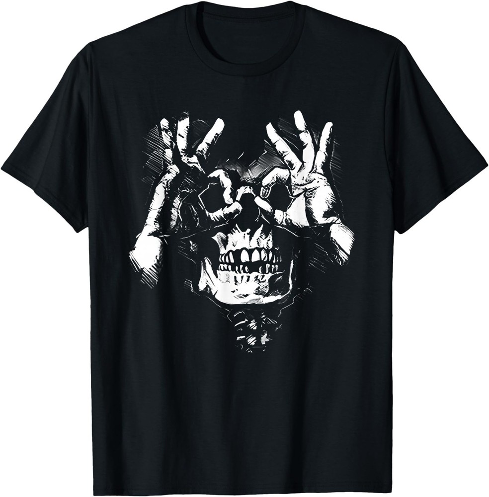 Skull with ok Pattern Graphic T-Shirt