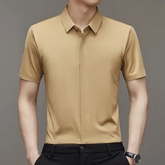 Cooling Ice Silk Men’s Casual Shirt Thin Short Sleeve Business Casual Pure Color