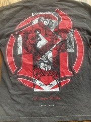 Evil Vice T-Shirt Mens Size Medium Long Sleeve Double Sided USA Made Faded