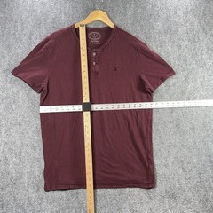 American Eagle Henley Shirt L Mens Purple Maroon Athletic Fit 100% Cotton