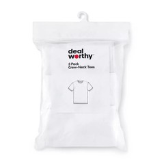 Dealworthy Men’s Slim Fit Crewneck T-Shirt 3-Pack – Large White