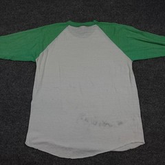 Vintage Paper Thin 80s Hanes Shirt Mens XL White Green 3/4 Sleeve Raglan