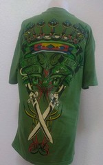 Christian Audigier Y2K Skull Grenade Rhinestone Green T-Shirt Short Sleeve Sz S