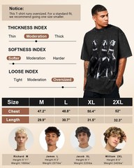Flafens Oversized Tshirts for Men – Graphic T Shirt Tees Crewneck Short Sleeve