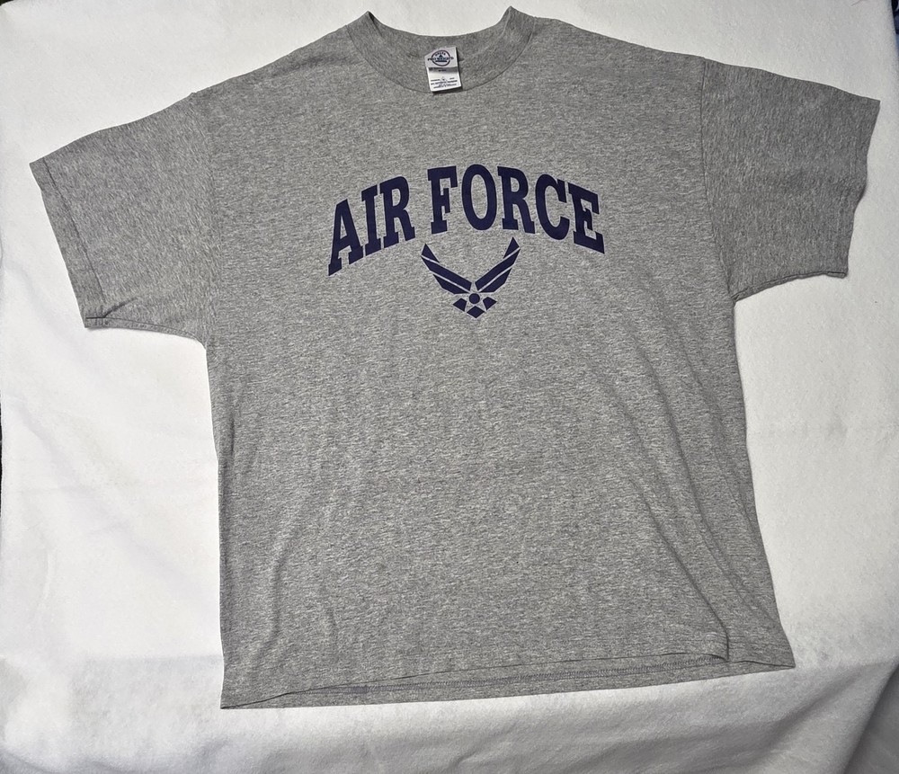 Air Force T-Shirt Men’s XL Gray Arched Logo Short Sleeve Military Style Tee