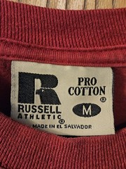 VTG 90s Russell Athletic Pro Cotton Pocket Blank T-Shirt Medium Boxy Faded Red