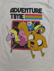 Adventure Time Mens Jake Finn Unicorn Rainbow Graphic White Shirt New S, M