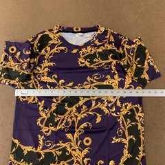 Men’s Size Large Plum Gold Printed Lightweight Short Sleeve Crew Neck Tee New