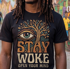 Poly-Cotton Blend Custon T-Shirt Stay Woke XS/S/M/L/XL