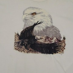 Vintage 90’s Bald Eagle Silhouette T-Shirt Men’s Large Jerzees 50/50 White
