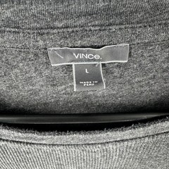 Vince Mens Charcoal Grey 100% Cotton Ribbed Long Sleeve Crew Neck Shirt Large