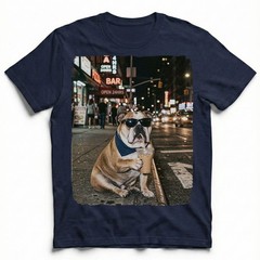English Bulldog Bandana Iced Latte NYC Night Street Unisex T-Shirt Funny Tee