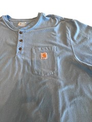 Carhartt Henley T Shirt Pocket Tee Mens 3XL Loose Fit Short Sleeve Blue K84