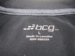 BCG Shirt Mens Large Black Athletic Gym Short Sleeve Polyester Spandex Crew Neck