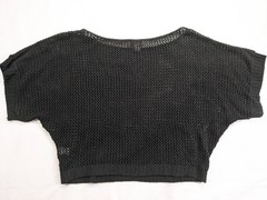 Arizona Jean Co. Black Mesh Short Sleeve Crop Top XL 100% Acrylic Made In USA