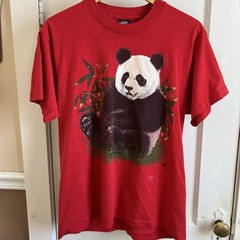 VTG 90s Screen Stars Panda Bamboo Single Stitch T-Shirt Red Med USA
