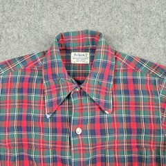 Vintage Selkirk Shirt Mens Small Red 70s 80s Button Up Plaid Woven Flannel USA