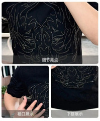 New Fashion Trend Abstract Diamond Rhinestone Knitted Summer Luxury Men T-Shirt