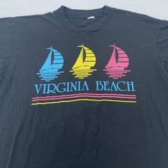 Vintage Virginia Beach Shirt Mens M Black Sailboat Graphic Tee 80s 90s Retro