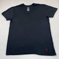 Polo Ralph Lauren V-Neck T-Shirt Mens L Black Red Pony Logo Classic Fit Cotton