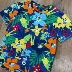 Polo Ralph Lauren Shirt Mens M Blue Floral Hawaiian Print Custom Slim Fit Cotton