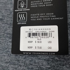 7 Diamonds Core Henley Performance Shirt Long Sleeve Dusk Blue Athletic Size XL