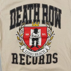 Death Row Records T-Shirt Mens Small Tan Long Beach Crest Graphic Hip Hop Tee