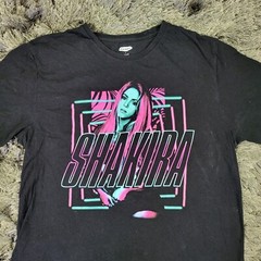 Shakira Shirt Mens Large Black Pink Pop Music Concert Spell Out Logo Old Navy