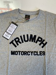 Triumph Motorcycles T-Shirt Mens Medium Burnham Gray Marl Spellout Logo Cotton