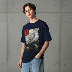 Japanese Dragon T-Shirt Monochrome Sumi-e Art Taikan Yokoyama Graphic Kanji Zen