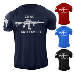Men’s Come And Take It Gun 2nd Amendment Black T Shirt Distressed 100% Cotton