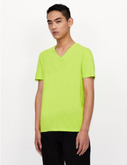 Armani Exhange Short-Sleeved Pure Pima Cotton Jersey V-Neck Neon Green[M]