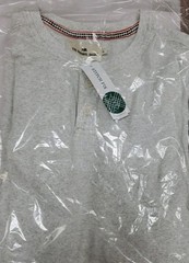 New The Normal Brand Puremeso 2 Button Henley Shirt Light Grey US Size XL