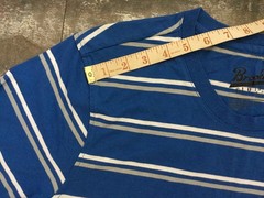 Men’s New T-Shirt Brooklyn Cloth M Blue Stripe Cotton Blend Crew Scoop Hem NWTs