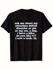 Unisex Casual Round Neck Outdoor Short Sleeve T-Shirt ADHD Theme, Slight Stre