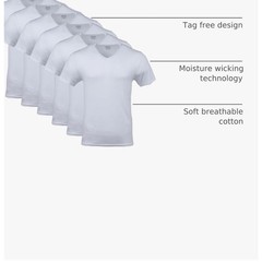 Gildan V-Neck T-Shirts 5 Pack 2XL White Slim Fit Cotton G1103 Short Sleeve Tee