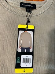 Banana Republic Men’s Waffle Knit Long Sleeve Henley Crew Neck Shirt Size S Tan