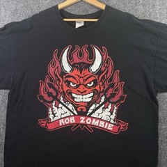 Y2K ROB ZOMBIE Devil Man Shirt Men’s 2XL Black Graphic Band Tee Flames RARE VTG