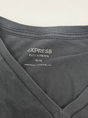 Express T-Shirt Men XL V-Neck Black Stretch Solid.#41160