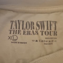 Taylor Swift The Eras Tour Graphic Print Crew Neck T-Shirt, White Cotton, XL