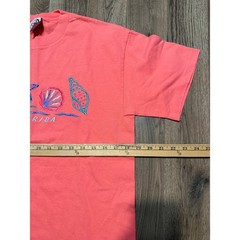 Cal Cru Florida T-Shirt Unisex Medium Coral Pink Adult Embroidered Shells