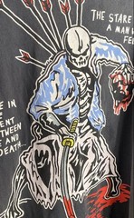 Warren Lotas Skeleton Samurai T-Shirt Death Life Eyes Distressed Graphic Sz L
