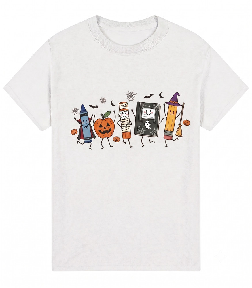 Halloween Teacher T Shirt Funny Back To School Gift Spooky Graphic Tee Ivory Tee