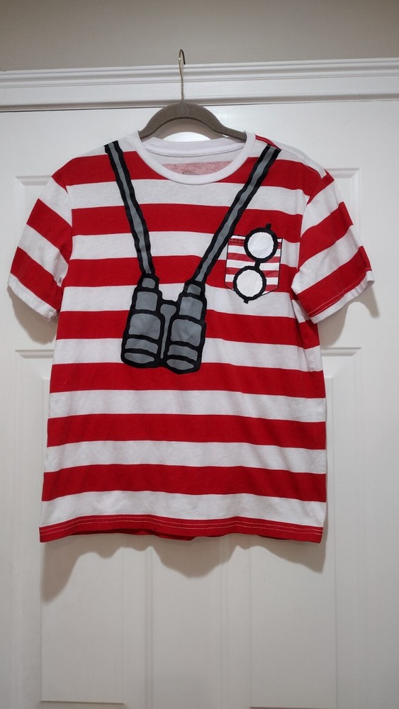 Where’s Waldo Men’s Size Medium stripe Shirt Custom/Cosplay