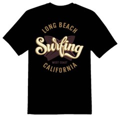 Long beach surfing black or white Tee